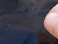 Tradesman wanking a cumming in customers black satin panties