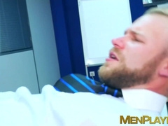 Straight boss fuck his bottom office slut & fed him his load