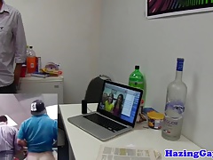 Hetero twinks sucking cock at frat pledging