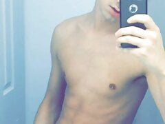 Skinny Twink wanking in the Bathroom