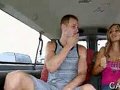 naughty sausage riding inwards a car