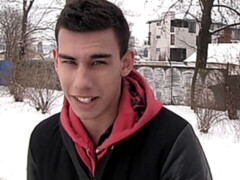 Hot brunette guy takes a facial after painful anal