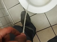 Mascuker Turk Pees in the Office Toilet