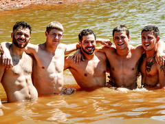 Skinny dipping studs all ready to fuck around