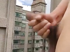 A jerkoff on the roof