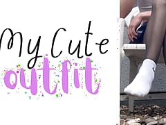 Young Femboy Sissy Feet POV Soles Feetplay in Nike Sneakers, White Socks and Black Nylons,  Crossdressing Boy