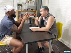 Bound black jock Dallas endures foot worship and tickling