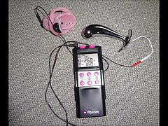 Cum milking with electro chastity cage and butt plug
