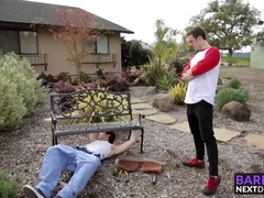 Brandon jerks off as Scotty fucks the cum out of him