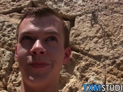 Amateur teased by an older gay and jerked off until he cums