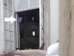 Flashing naked masturbating at open window 2