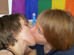 Boyfriends from Europe smooch each other deeply and vigorously