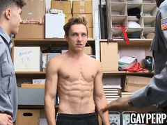 Sexy jock busted stealing & screwed by security officers