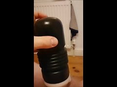 Stroking my big cock with a fleshlight until I cum