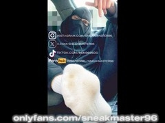 Muscular gay slave Lucas_mboy endures hard pounding in stinky socks three-way