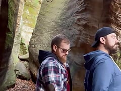 Ginger Dad and thick bearded boy fuck outdoors
