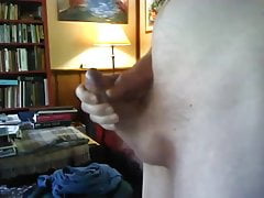 Thick cum from a curved cock