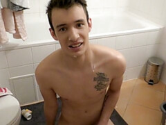 Thirsty Czech dude getting his butthole banged in the  bathroom