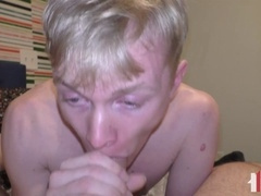 platinum-blonde Delinquent Twink Swallows Daddy's ginormous geyser