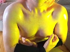 Stunning trans doll Ketty strutting in a silky pink gown