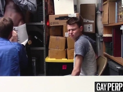 Double Penetration Banged Teenager Gets Punished For Stealing With His Old Man