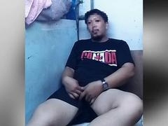 amateur asian in barracks stroking