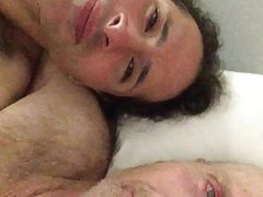 Calista and his elderly boy friend relaxing pillow talk
