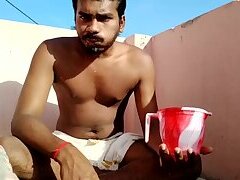 Tamil boy bathing video in outdoor
