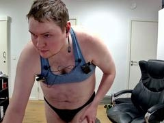 Mature babe in tights enjoys a solo cam session showing off her big ass