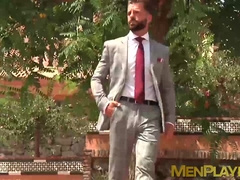 Hot hunk Jay Roberts fucked bareback by his sexy suit man