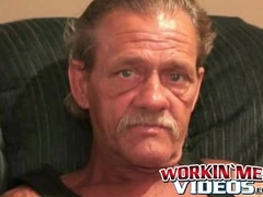 Amateur stud strokes his stiff dick and shoots a load of cum