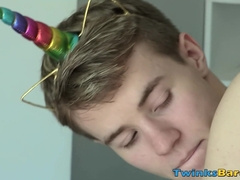 Naughty unicorn femboy wrecked and defiled by a doggy twink