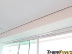 Bigass latina TS blowjob before fucking big cock cowgirl