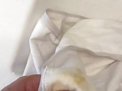 Wife's dirty panties - sniff, jerk, cum