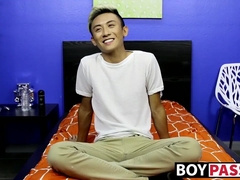 Cute asian twink Ty Neiman splashing hot cum on himself