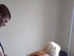 Клубничку выебал на столе в жопу