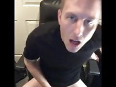 fit man with a hard cock pumps out a nice load