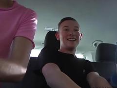 Bang session for amateur twinks in a van