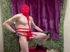 Solo masturbation with a naughty red corset and messy finish from Jesterkinky