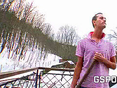 Hot brunette slut ravaging firm with two bisex studs