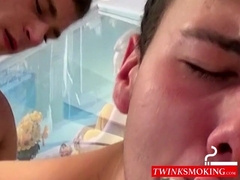 Twink smoking buddy seduction for deep throatfucking