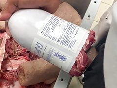 Meat masturbator and cum at work