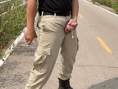 Thai uniform with sex toy outdoor