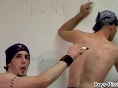 Billy and his buddies enjoy a kinky pee session and edge each other to completion