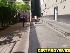 Hot skinny twink gets doggystyle from a big cock dude