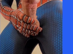 Spiderman's MONSTROUS PECKER on the video set of Spidey's Web's part two... Spiderman Supah Hero
