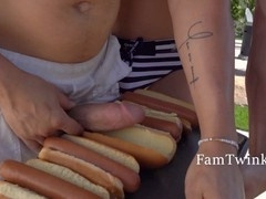 Step dads and lads enjoy a sausage party