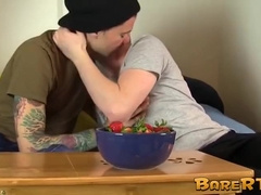 Young Lovers Enjoying Strawberries Before Bareback