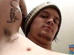 Hung straight thug jerks off his big hard dick and cums solo
