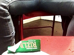 Black muscle smoke and jerkoff